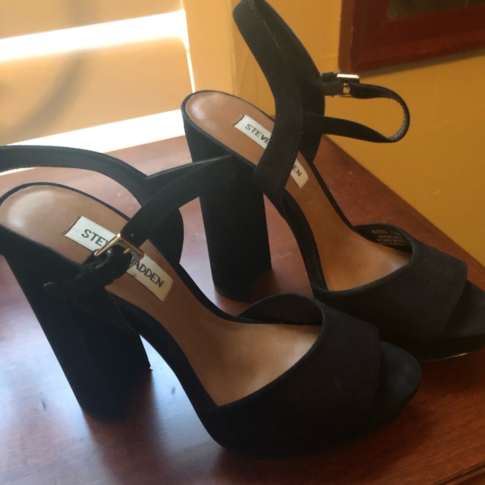Steve Madden Suede Black Heels, Size 7